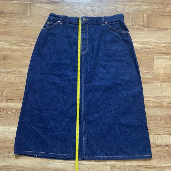 VTG LEE Jean Skirt 90s Women Size 18 Denim Midi Modest USA Pockets Retro Prairie - Picture 11 of 16